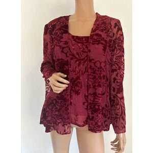 jeffrey dean Evening Set Cardigan And Sleeveless Top Red Velvet size 8